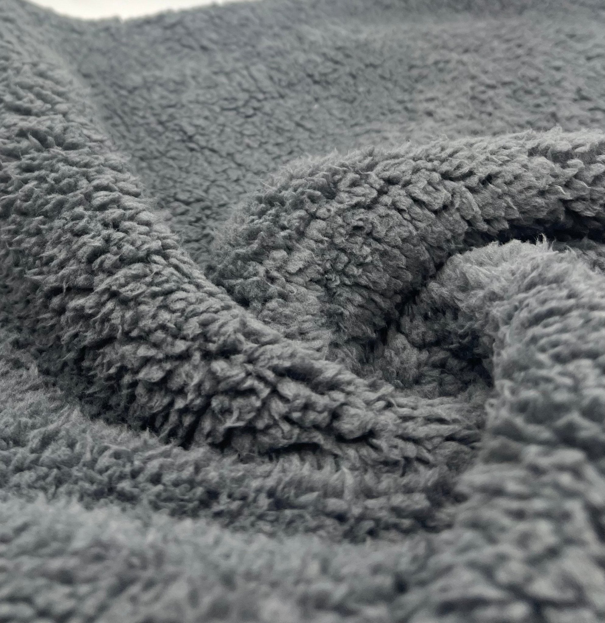 Dark Grey Sherpa Fleece Fluffy Borg Faux Fur Fabric - T9 Fabrics